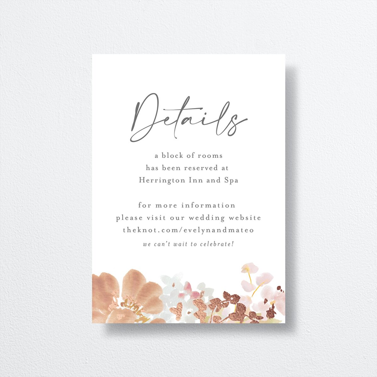 Hydrangea Garden Wedding Enclosure Cards front in pink