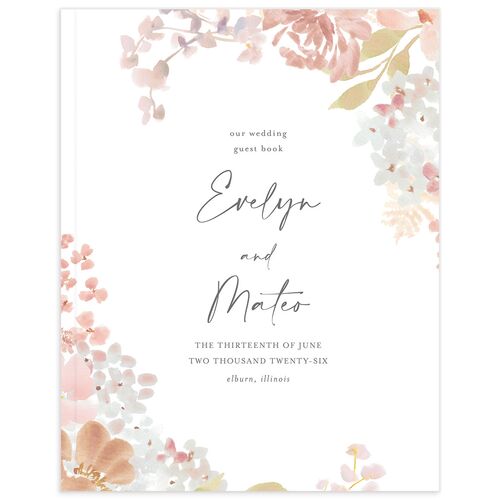 Hydrangea Garden Wedding Guest Book Pink Cotton