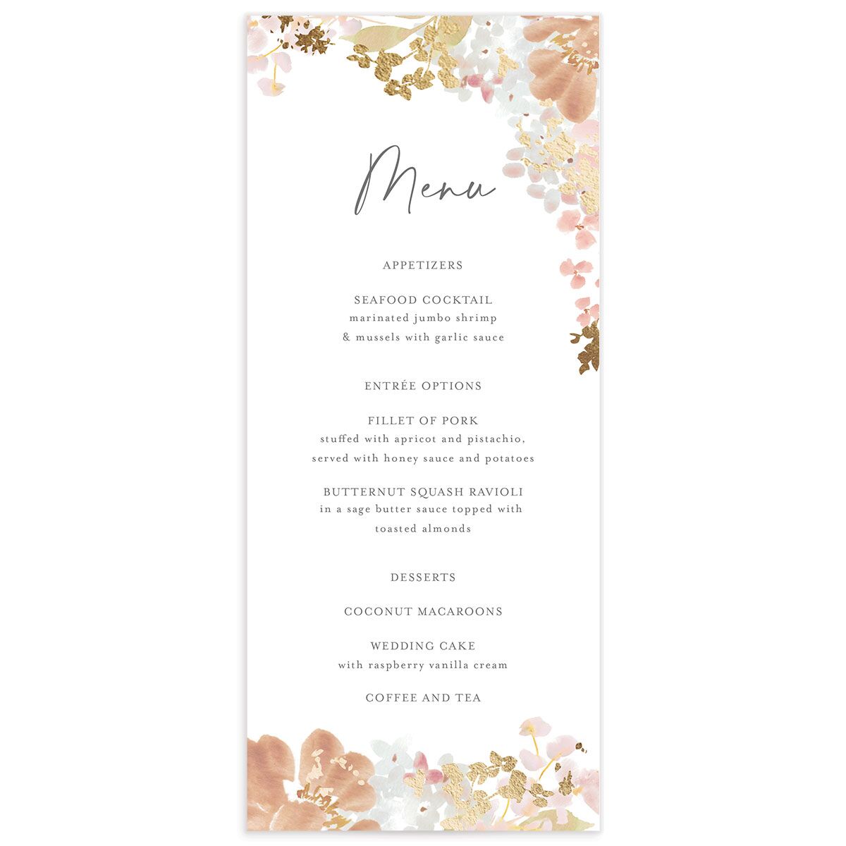 Hydrangea Garden Menus