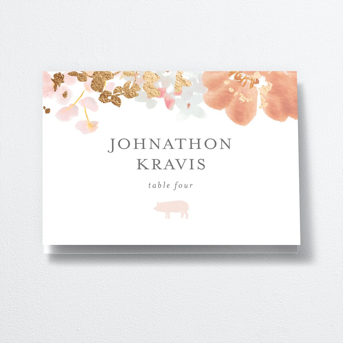 Hydrangea Garden Place Cards front in pink