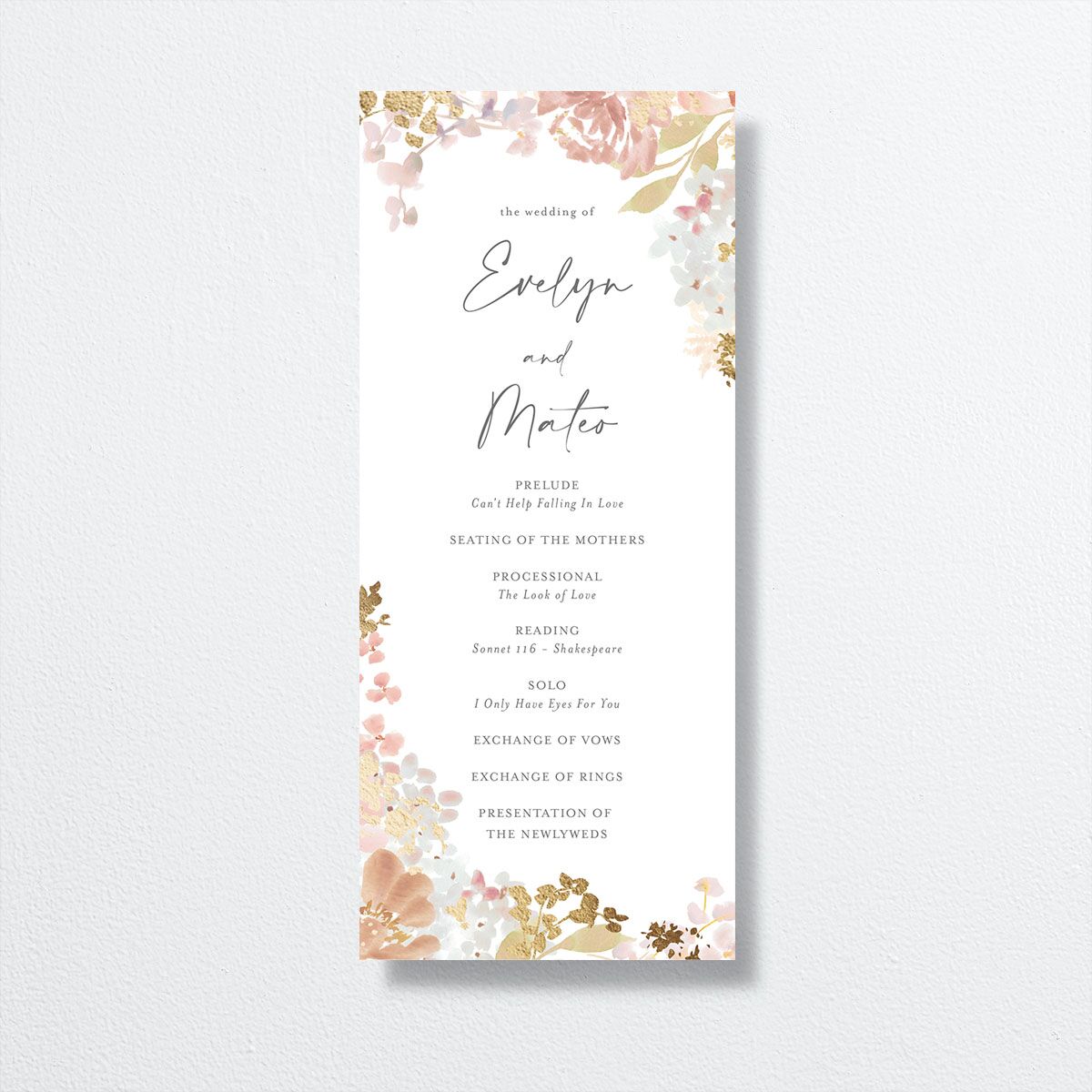 Hydrangea Garden Wedding Programs front in pink