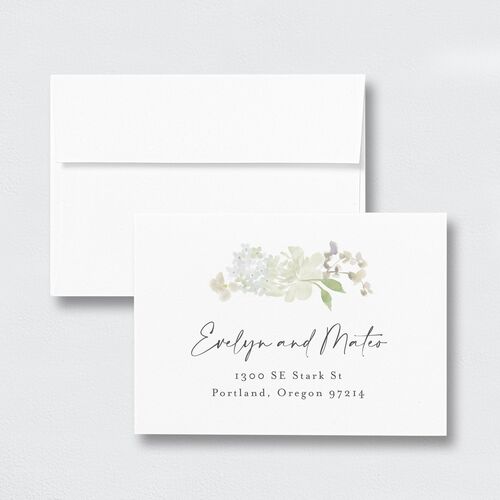 Hydrangea Garden Wedding Response Card Standard Envelopes White Standard Thyme Return Address Signature