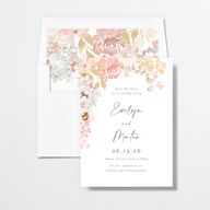Hydrangea Garden Save The Date Cards Gold Pink Cotton Signature smooth No