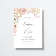Hydrangea Garden Save The Date Cards Gold Pink Cotton Signature smooth No