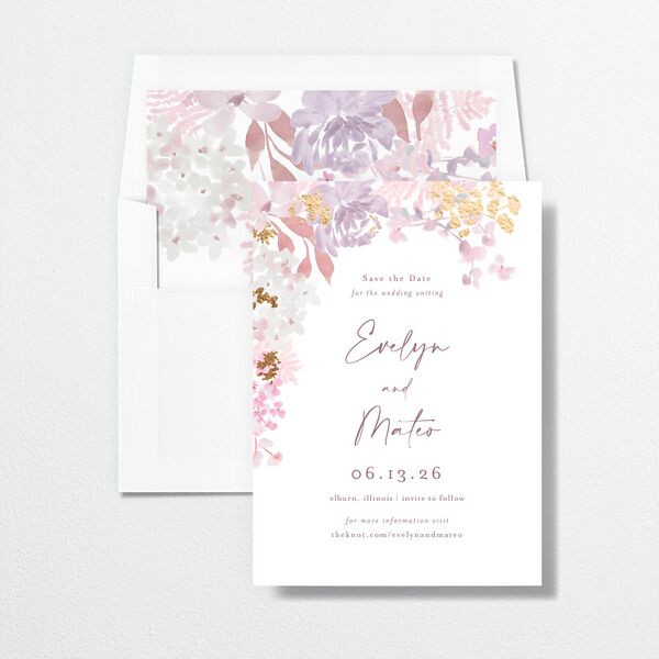Hydrangea Garden Save The Date Cards envelope-and-liner
