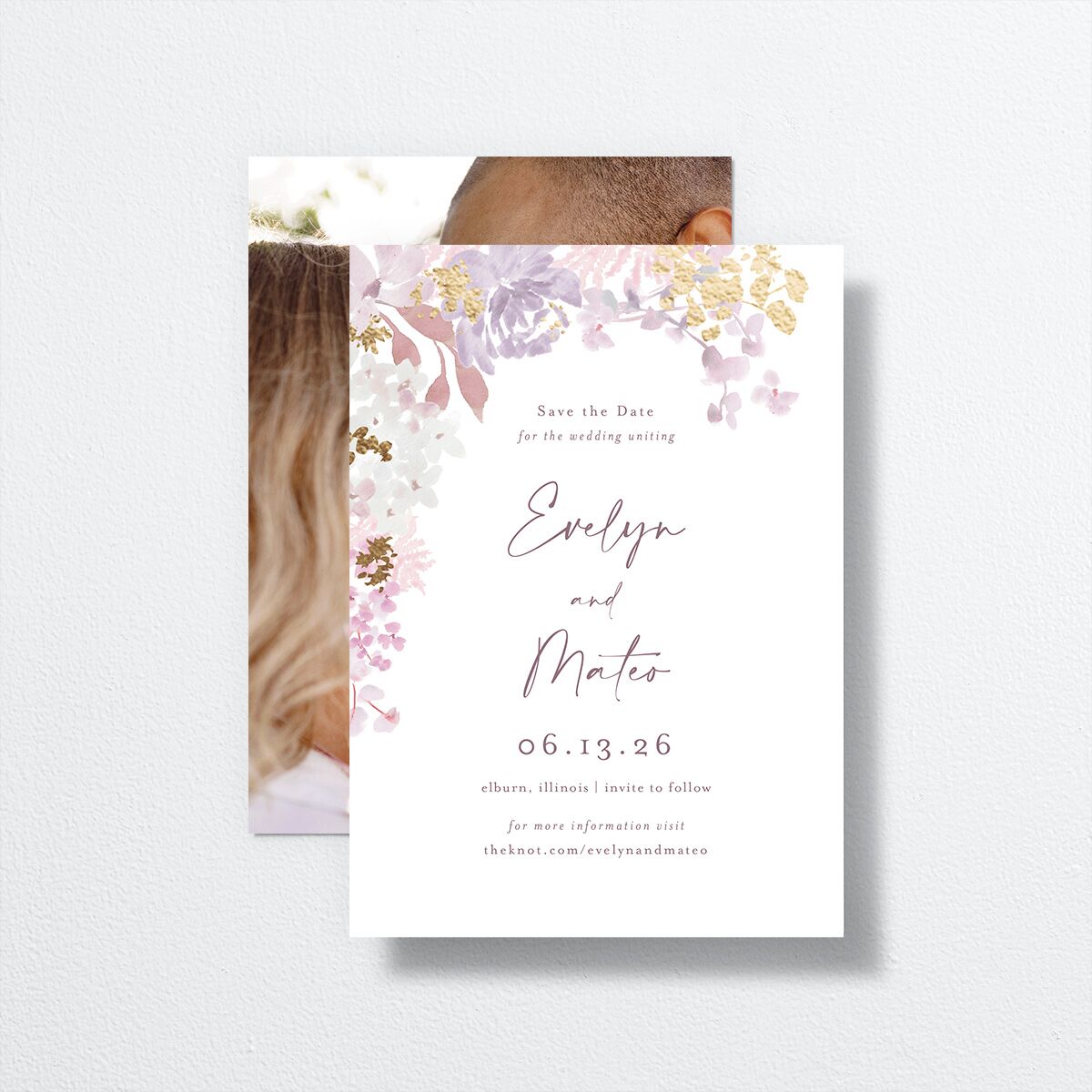 Hydrangea Garden Save The Date Cards front-and-back