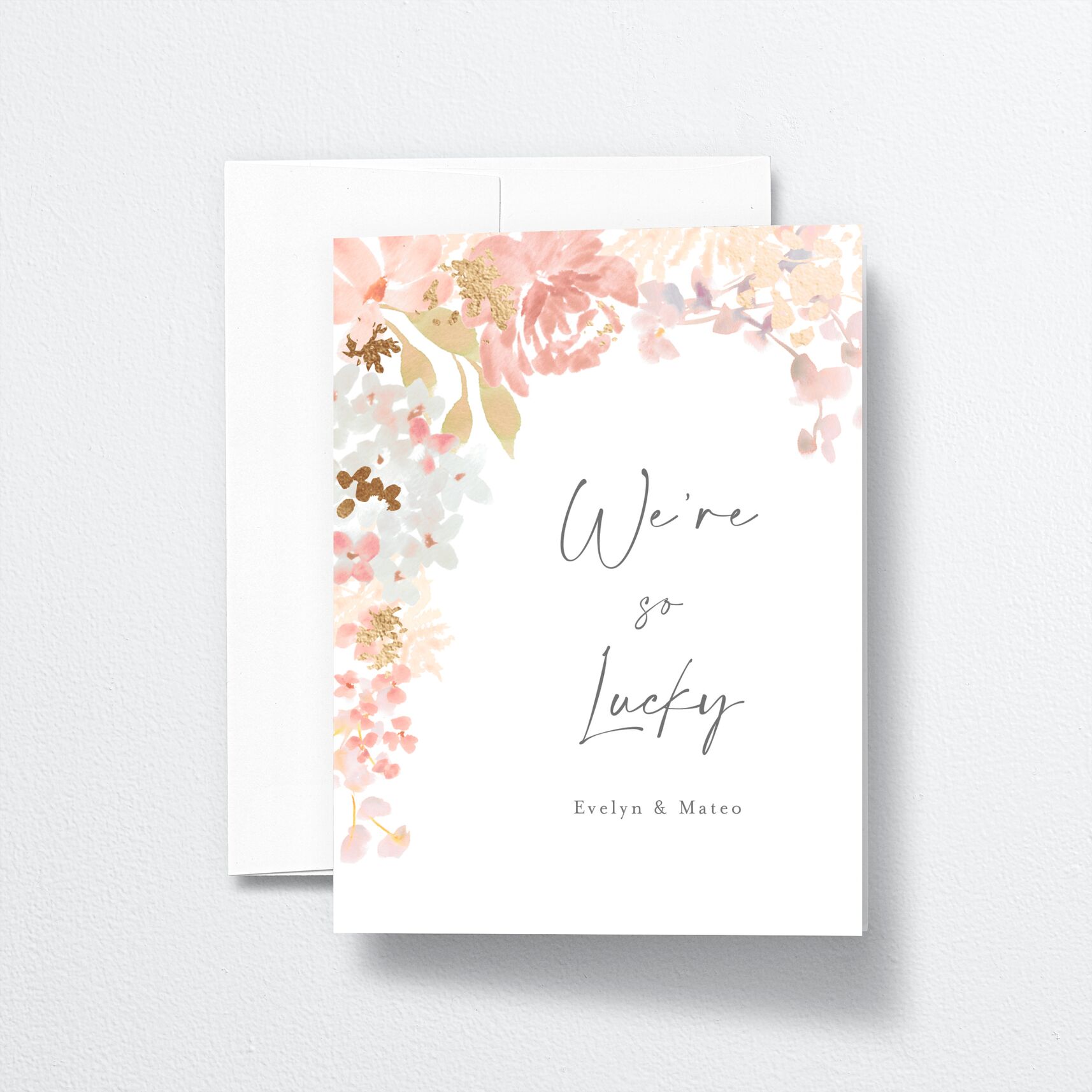 Hydrangea Garden Thank You Cards front in pink