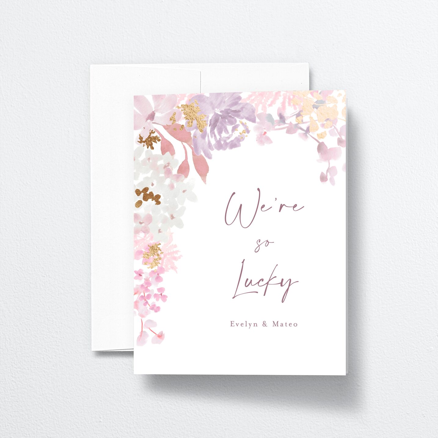Hydrangea Garden Thank You Cards front in purple