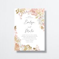Hydrangea Garden Wedding Invitations Gold Pink Cotton Signature No