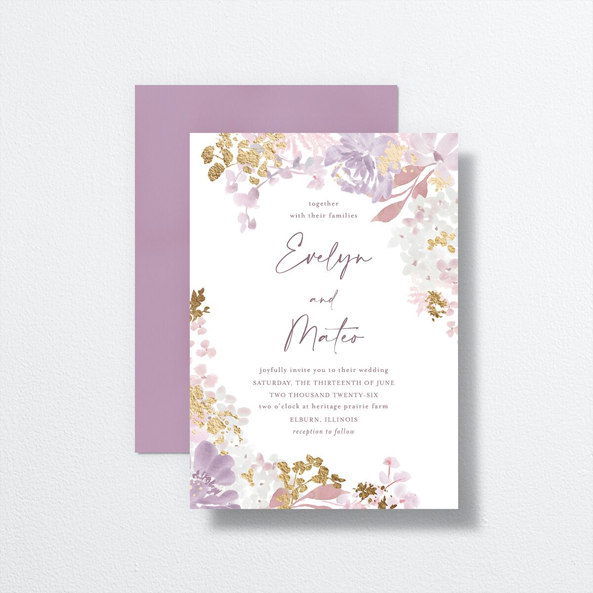 Hydrangea Garden Wedding Invitations front-and-back