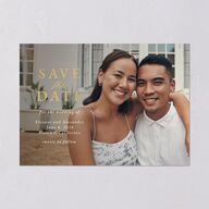 Timeless Floral Foil Save the Date Cards Gold Pure White Signature smooth Blank No Standard