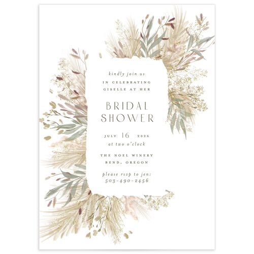 Ethereal Pampas Bridal Shower Invitations - Cream