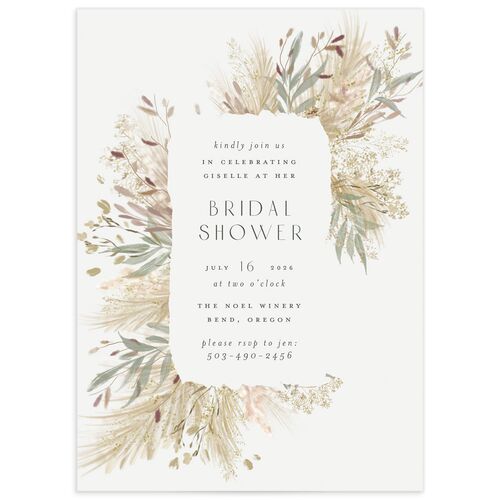 Ethereal Pampas Bridal Shower Invitations - Green