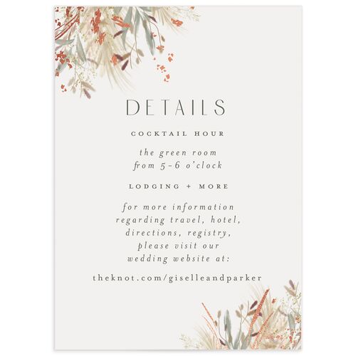 Ethereal Pampas Wedding Enclosure Cards Rose Gold Thyme Signature