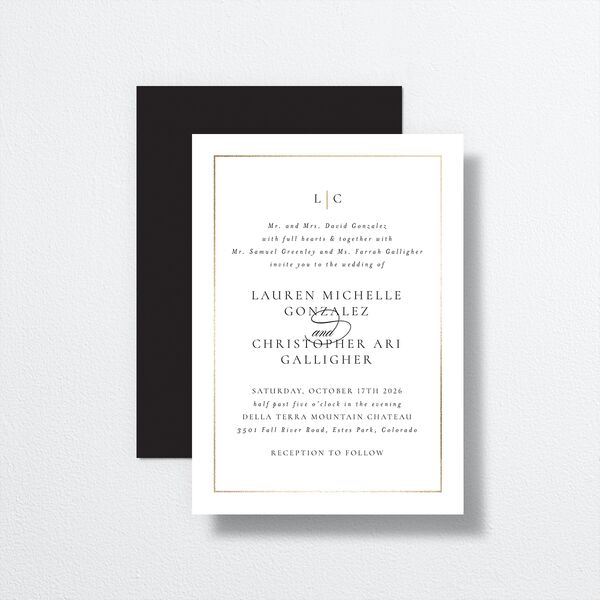 Timeless Frame Wedding Invitations front-and-back in White