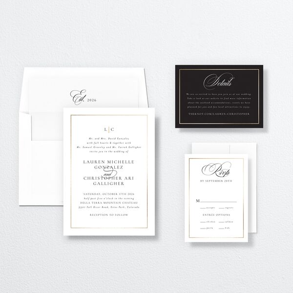 Timeless Frame Wedding Invitations suite in White