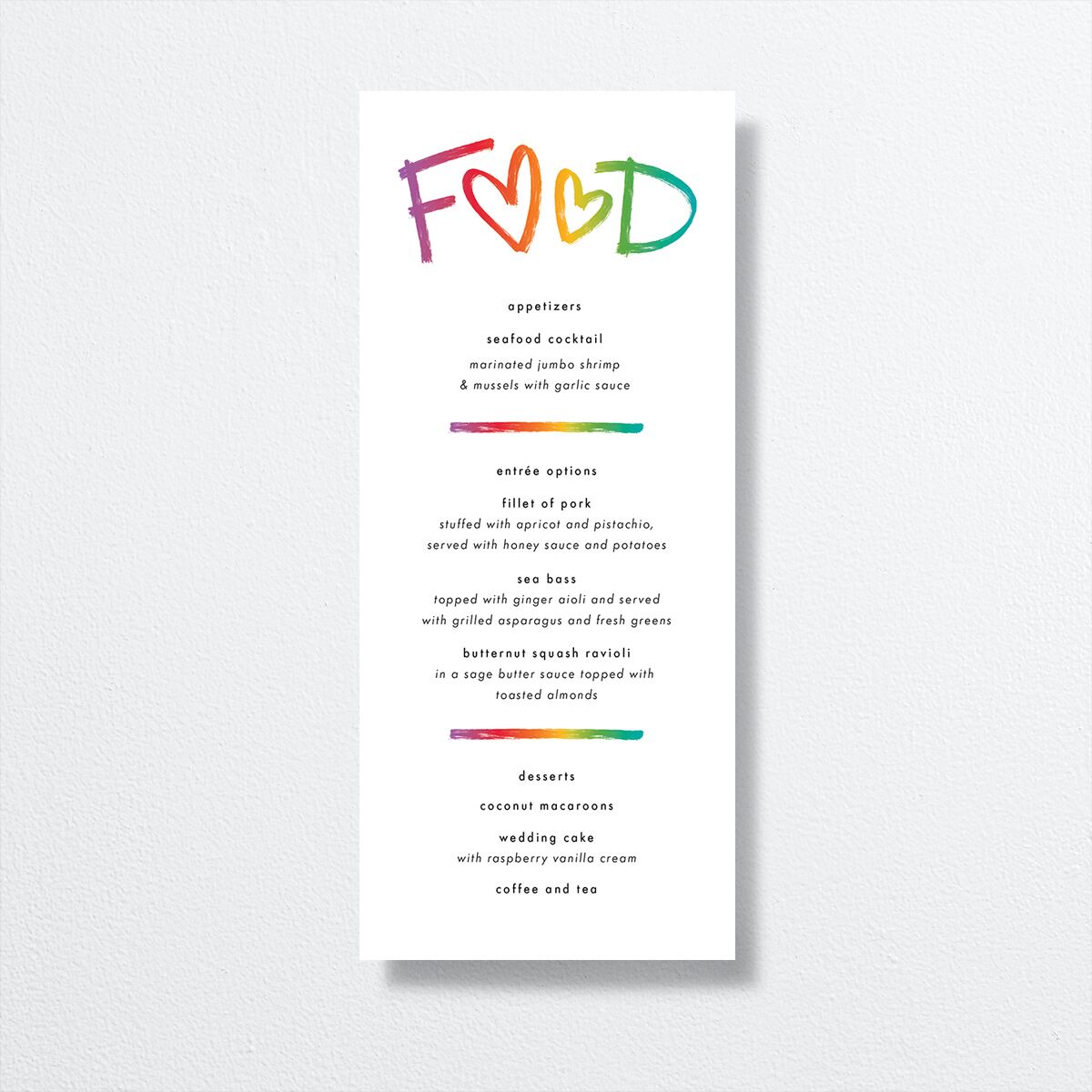 Love Out Loud Menus front in white