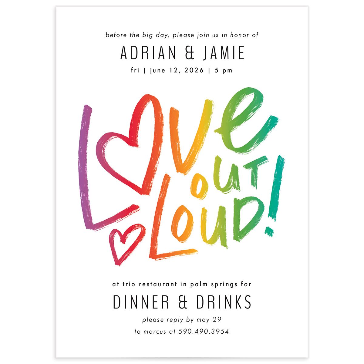 Love Out Loud Rehearsal Dinner Invitations