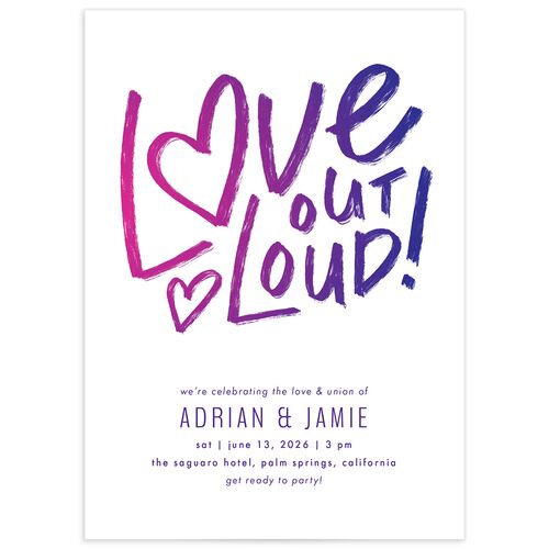 Love Out Loud Wedding Invitations Jewel Purple Signature Blank No