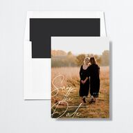 Corner Script Save The Date Cards Charcoal Signature smooth No Standard