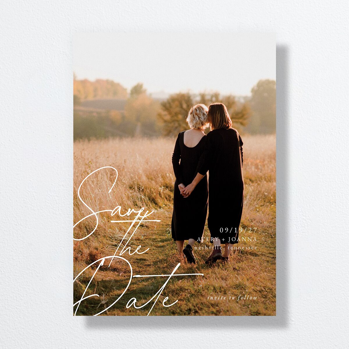 Corner Script Save The Date Cards Charcoal Signature smooth No Standard