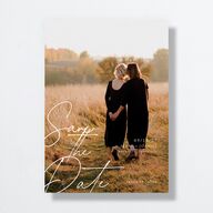 Corner Script Save The Date Cards Charcoal Signature smooth No Standard