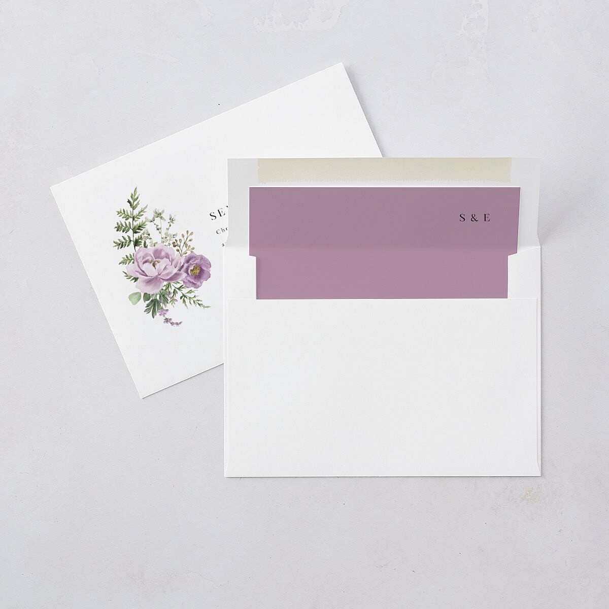 Floral Fern Frame Save the Date Cards Purple Petal Signature smooth Blank No Standard