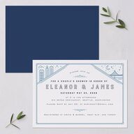 Iconic City Bridal Shower Invitations Moody Blue Signature Blank