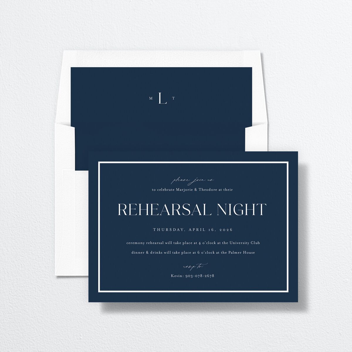 Joyful Union Rehearsal Dinner Invitations Navy Signature Standard