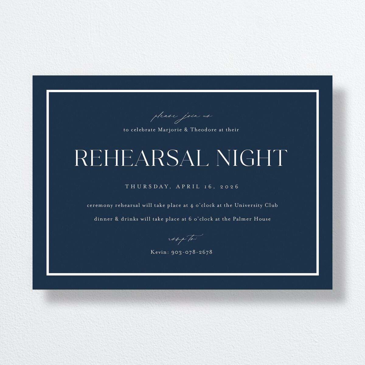 Joyful Union Rehearsal Dinner Invitations Navy Signature Standard
