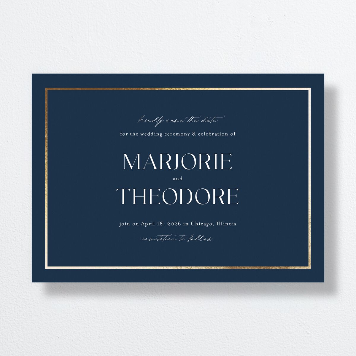 Joyful Union Save The Date Cards Gold Navy Signature smooth No Standard