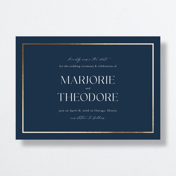 Joyful Union Save The Date Cards Gold Navy Signature smooth No Standard