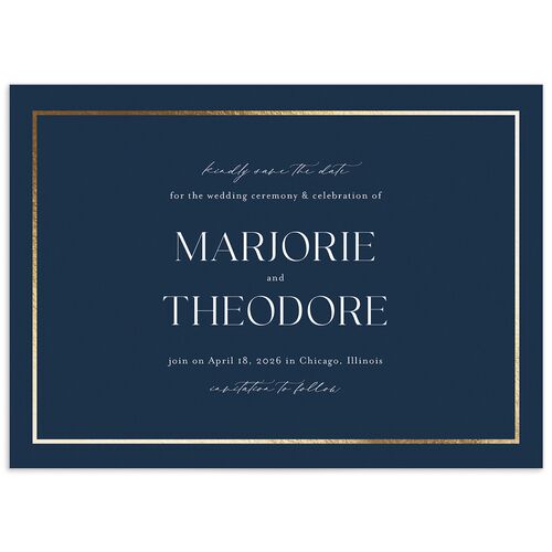 Joyful Union Save The Date Cards Gold Navy Signature smooth No Standard