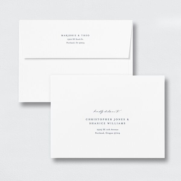 Joyful Union Save The Date Card Envelopes White Standard Navy Both Recipient and Return Addresses