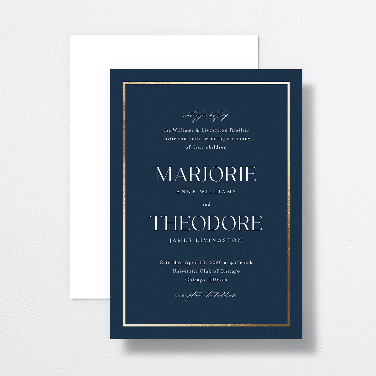 Joyful Union Wedding Invitations Gold Navy Signature No Standard
