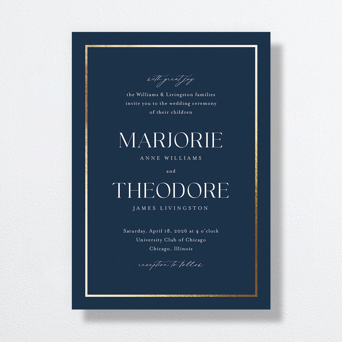 Joyful Union Wedding Invitations Gold Navy Signature No Standard