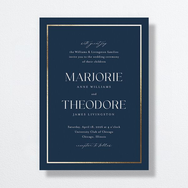 Joyful Union Wedding Invitations Gold Navy Signature No Standard