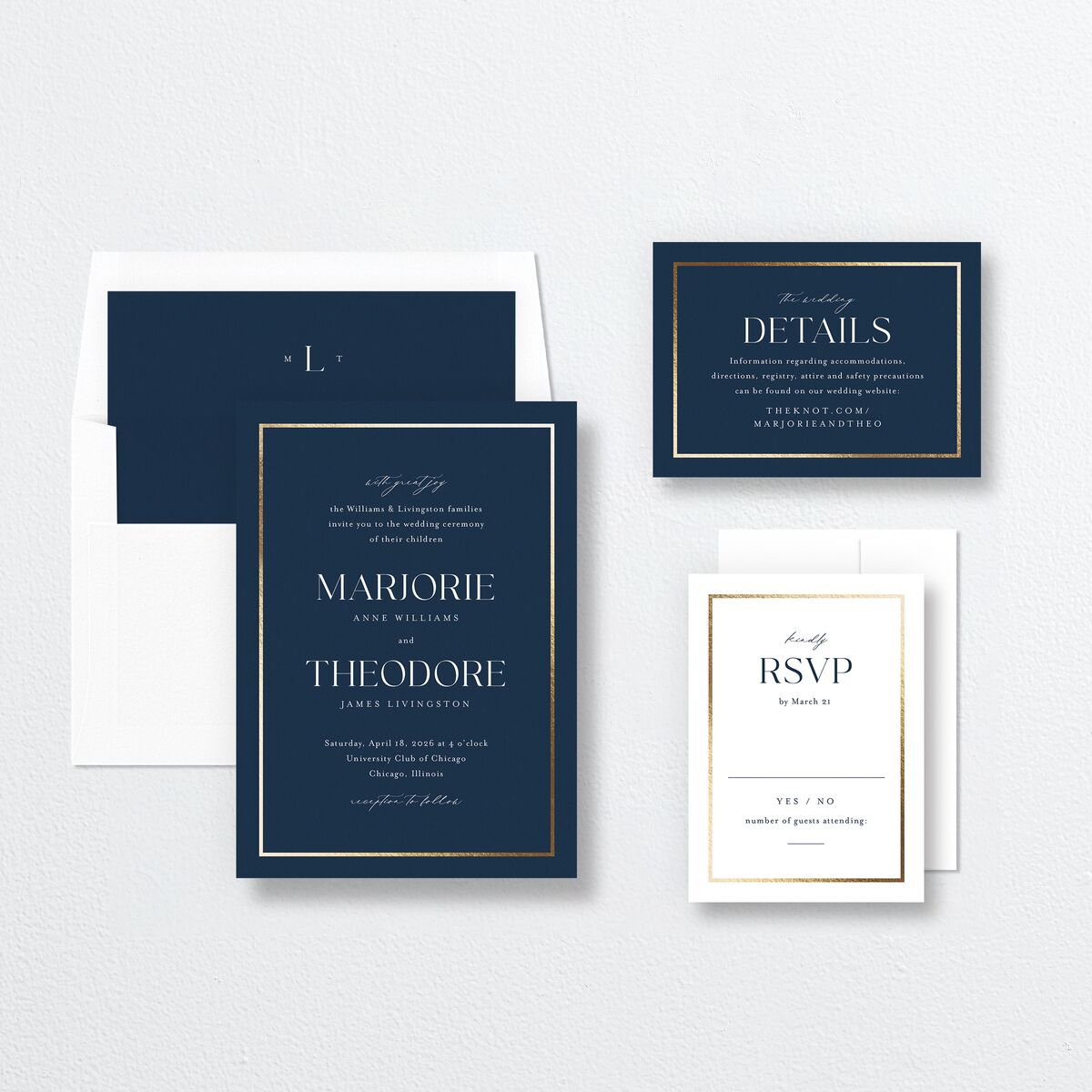 Joyful Union Wedding Invitations Gold Navy Signature No Standard