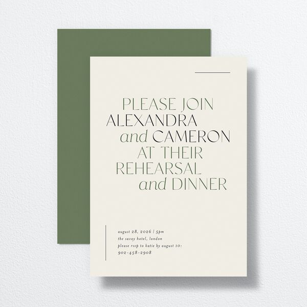 Along With Rehearsal Dinner Invitations Deep Olive Signature Blank