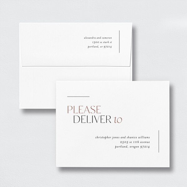 Along With Save the Date Petite Card Envelopes White Standard Soft Pink Both Recipient and Return Addresses
