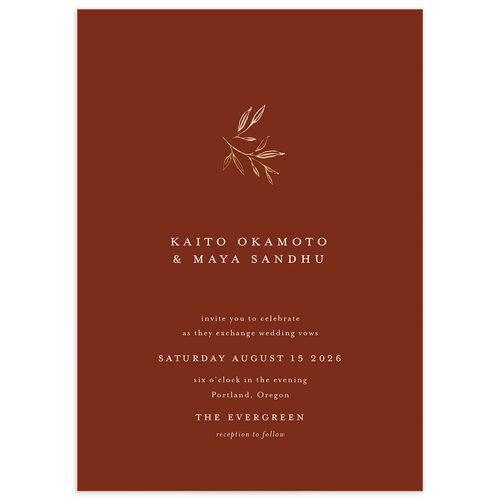 Shining Sprig Wedding Invitations Gold Rust Signature Blank No