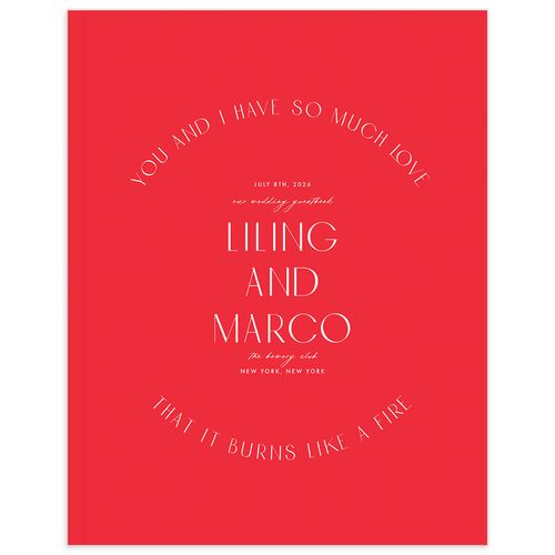 Lucky Circle Wedding Guest Book True Red