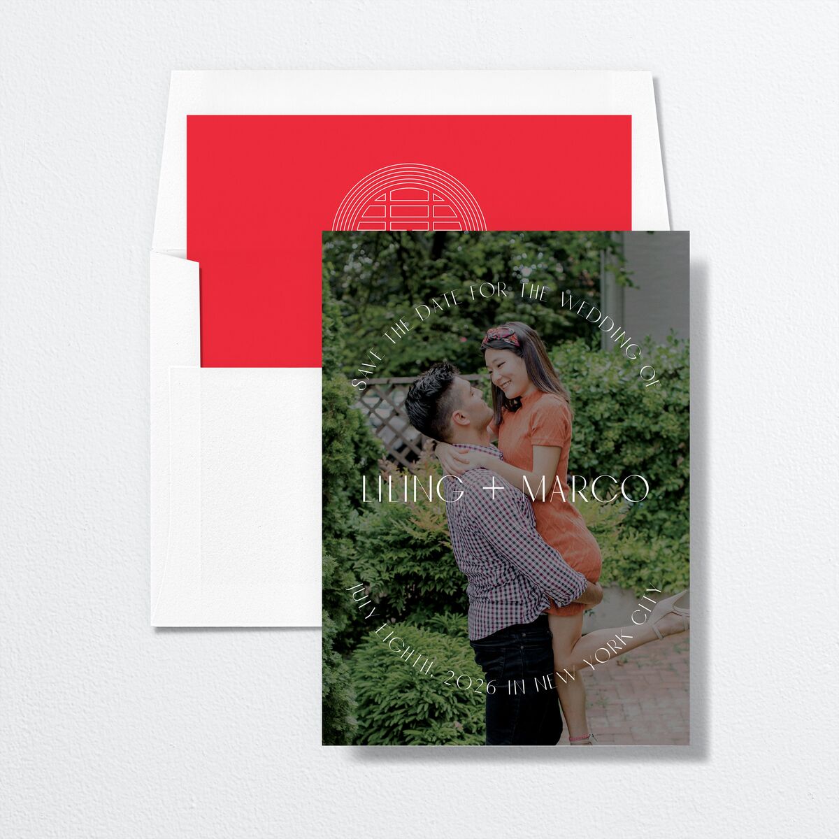 Lucky Circle Save The Date Cards True Red Signature smooth No