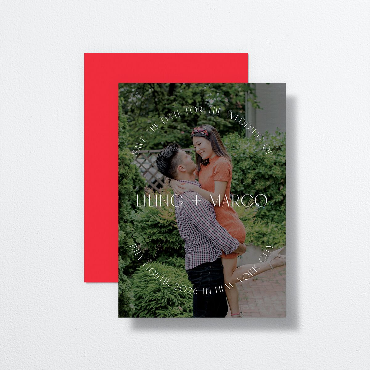 Lucky Circle Save The Date Cards True Red Signature smooth No