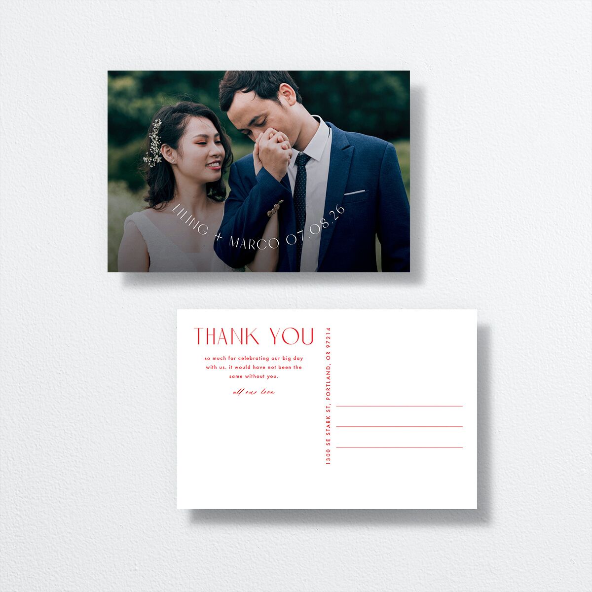 Lucky Circle Thank You Postcards True Red