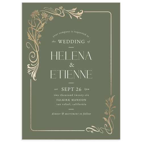 Nouveau Frame Wedding Invitations - Green