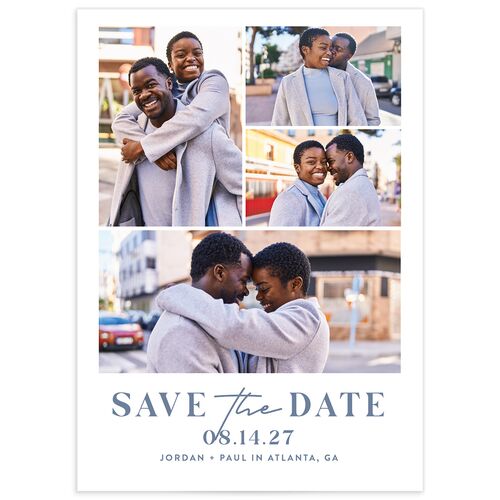 Photo Grid Save the Date Cards - Blue