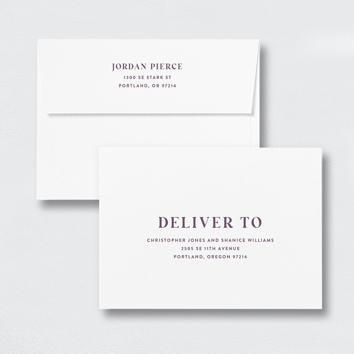 Photo Grid Save the Date Petite Card Envelopes White Sheer Lilac Both Recipient and Return Addresses Signature Standard