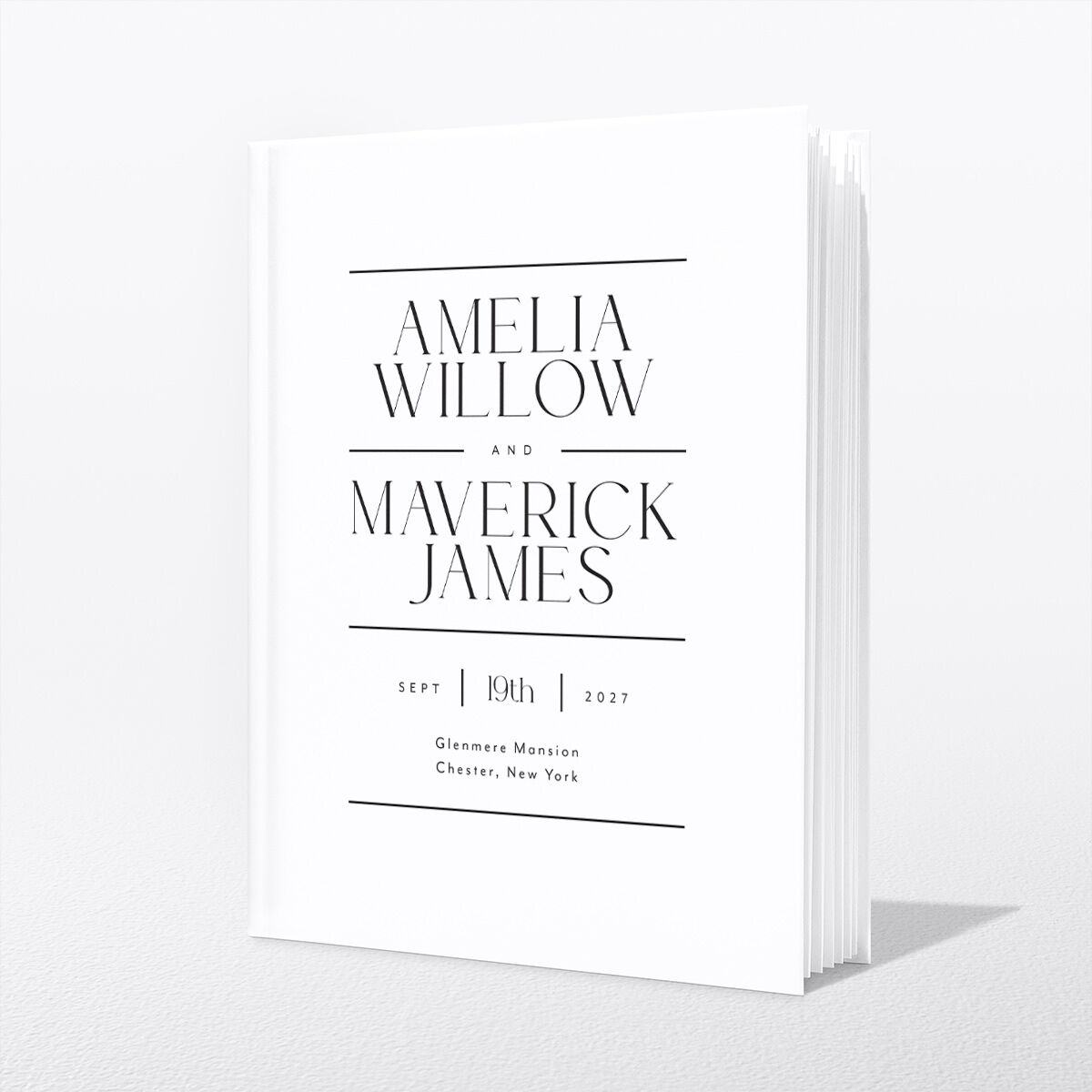 Estate Wedding Guest Book front in white