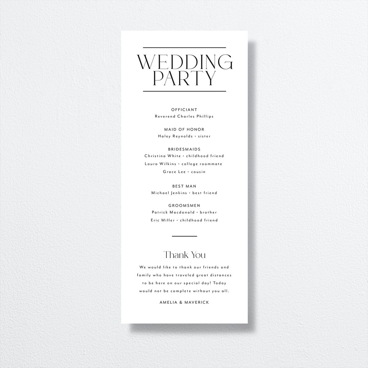 Estate Wedding Programs back in white